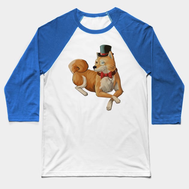 Fancy Shiba Inu Baseball T-Shirt by dwoo